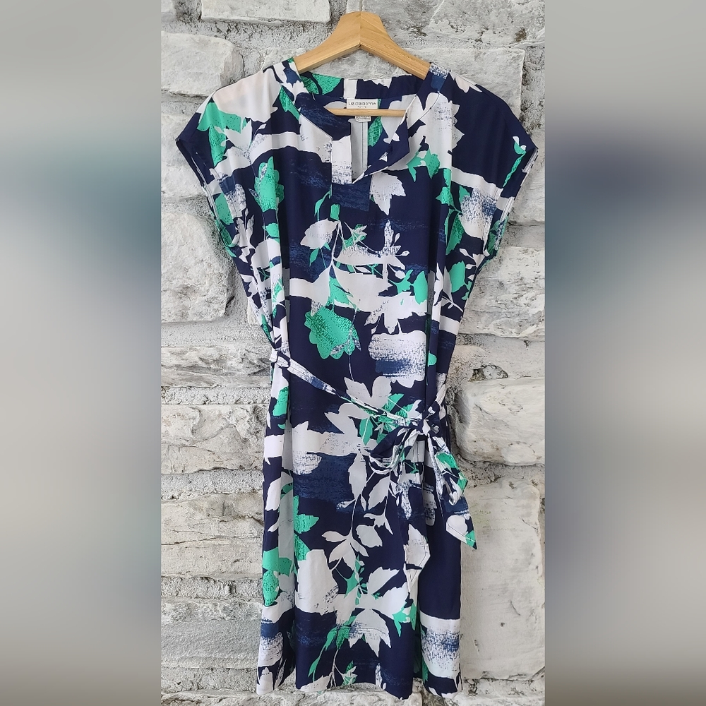 Navy and white floral dress